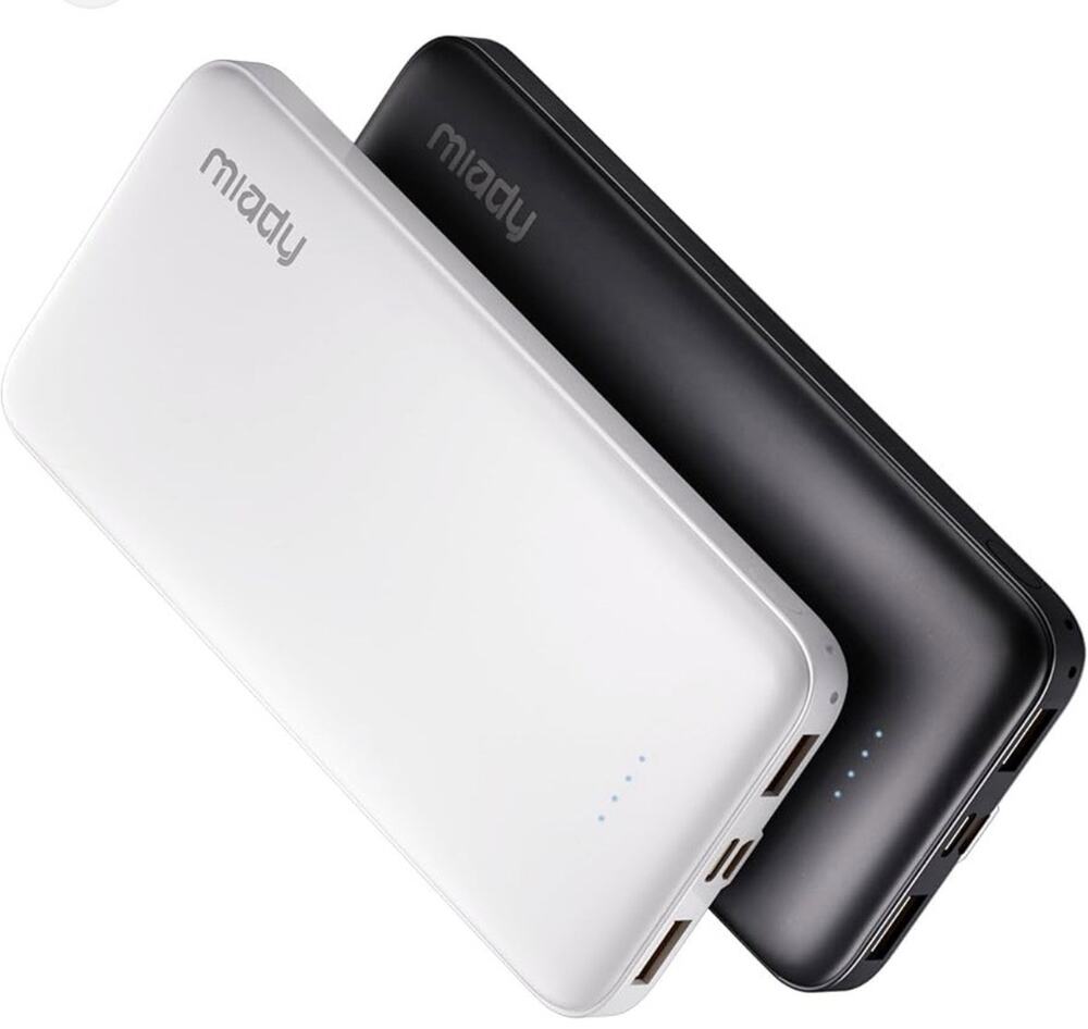 Miady 10000Mah Dual USB A 1 C Portable Charger, Fast Charging Power Bank -2 Pack